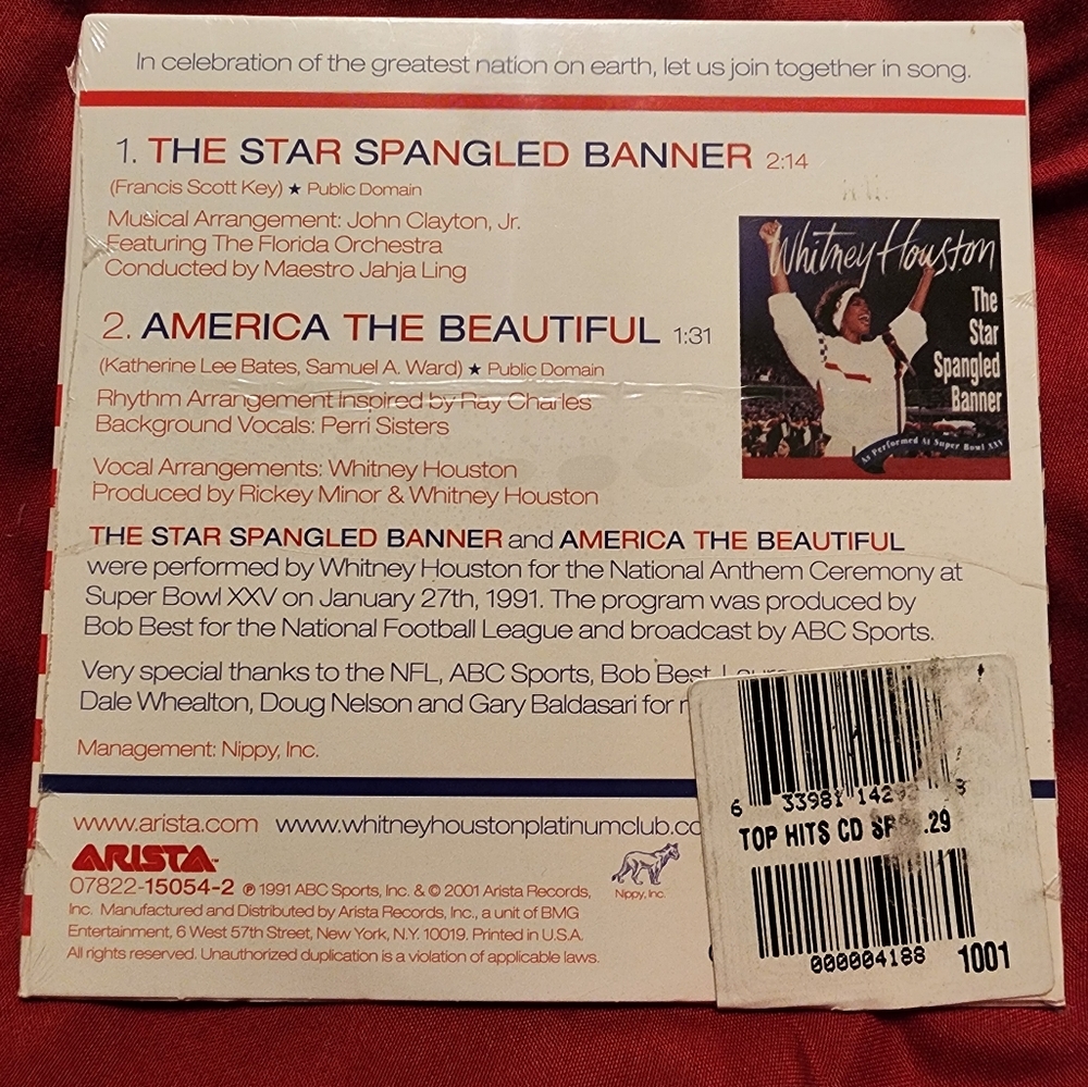 Whitney Houston STAR SPANGLED BANNER SINGLE (SEALED)